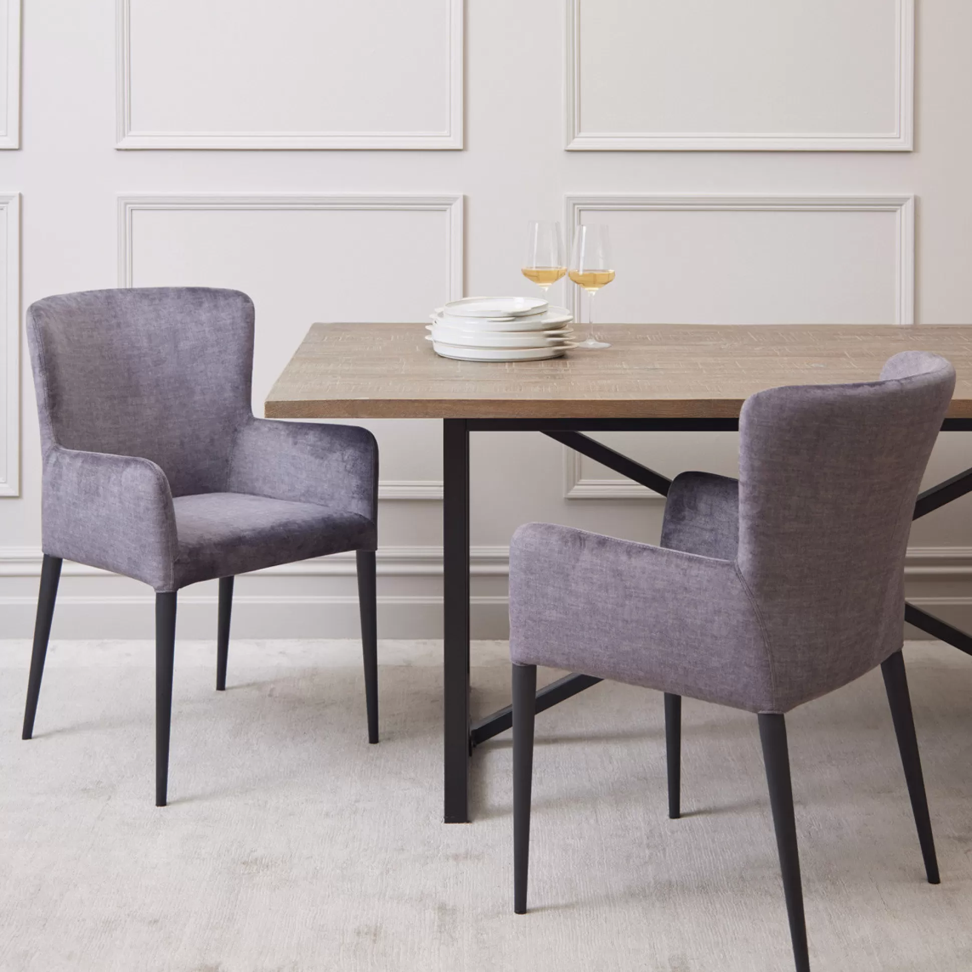 - Dining Chairs>Meadows and Byrne Varsi Dining Chair Graphite Velour Set Of 2