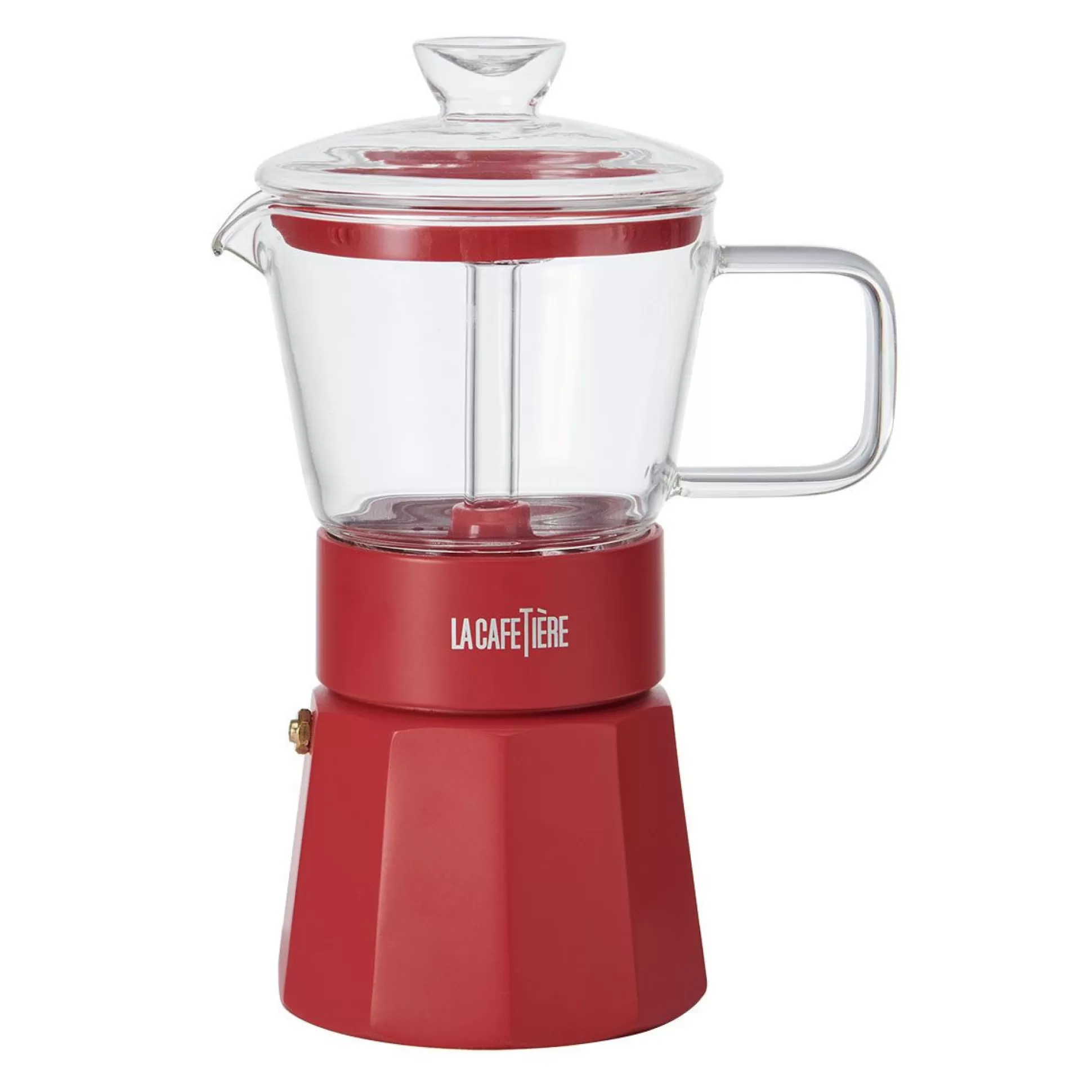 Coffee Machines & Accessories>Meadows and Byrne Verona Glass Espresso Maker 6 Cup - Red
