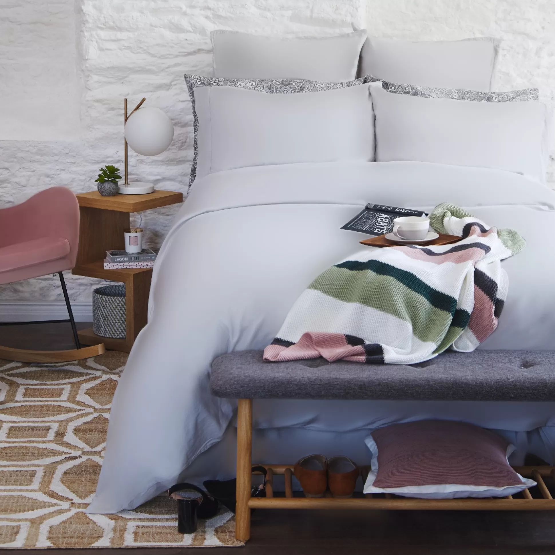 Duvet & Duvet Covers>Meadows and Byrne Vimara Grey Sateen Duvet Set