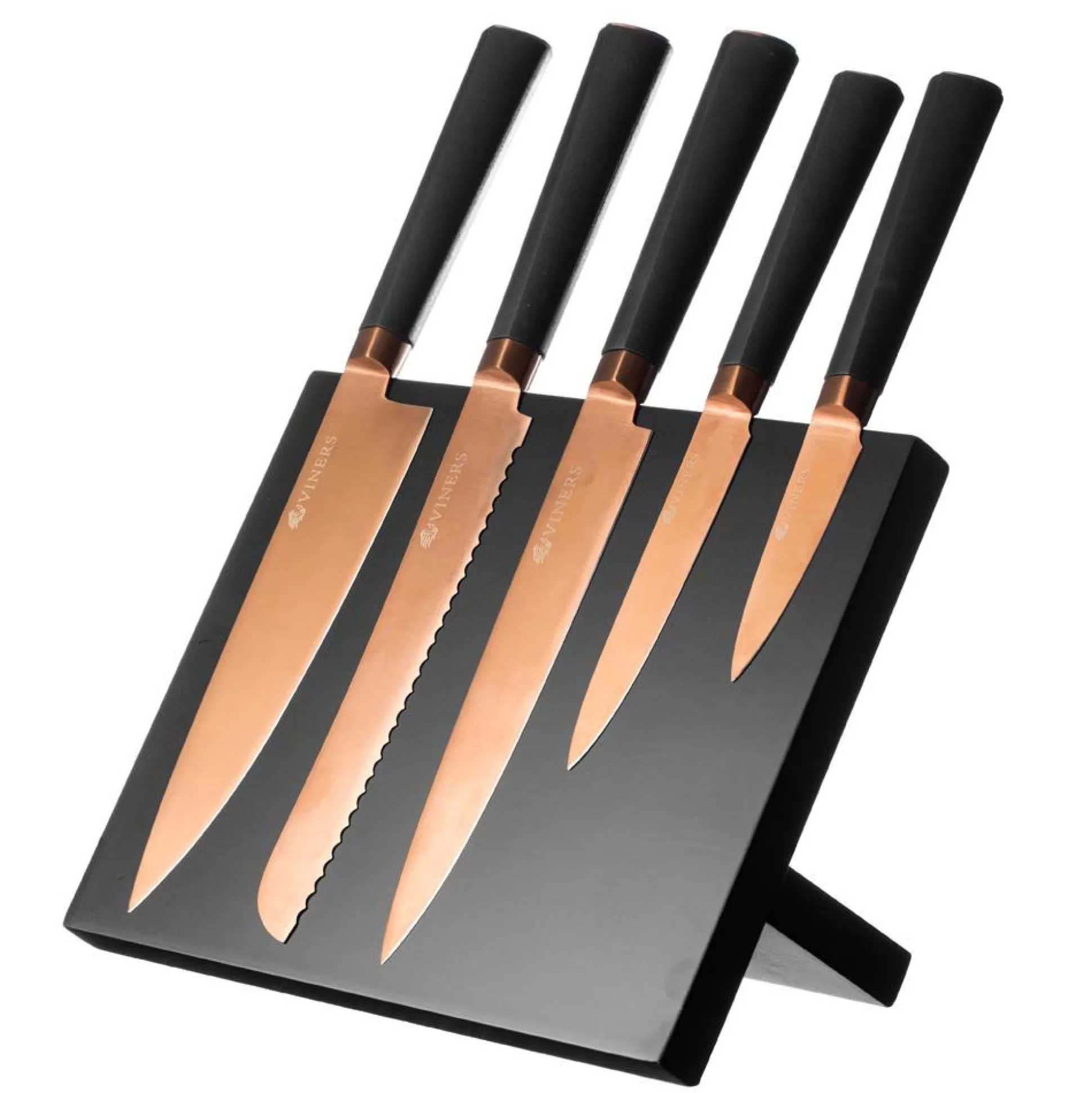 Knives&Knife Blocks>Meadows and Byrne Viners Copper 6-Piece Magnetic Knife Block