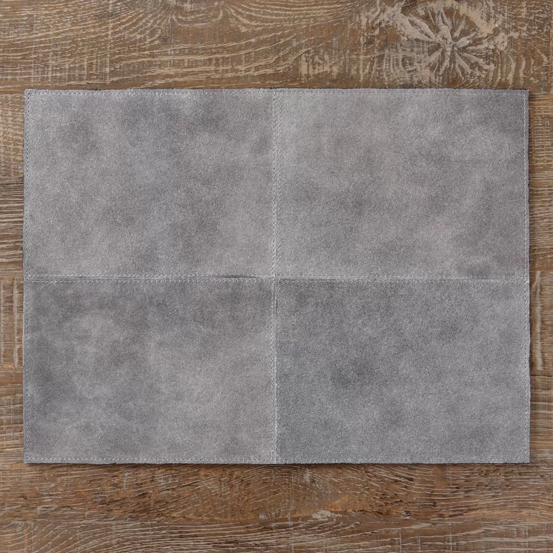Table Linen>Meadows and Byrne Vintage Grey Panel Leather Placemat Set Of 6