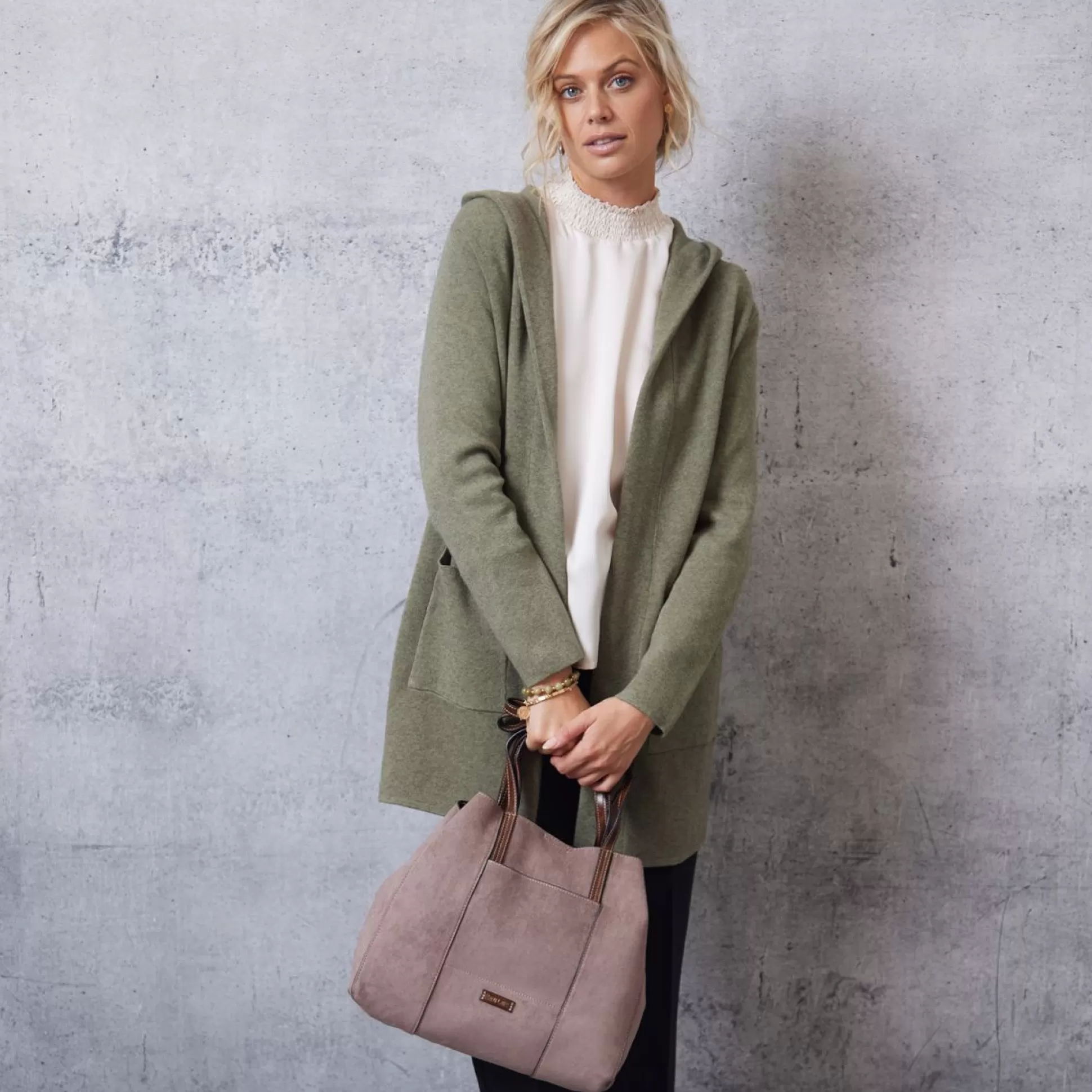 Backpacks, Bags, Purses>Meadows and Byrne Violetta Faux Suede Shopper Bag - Taupe