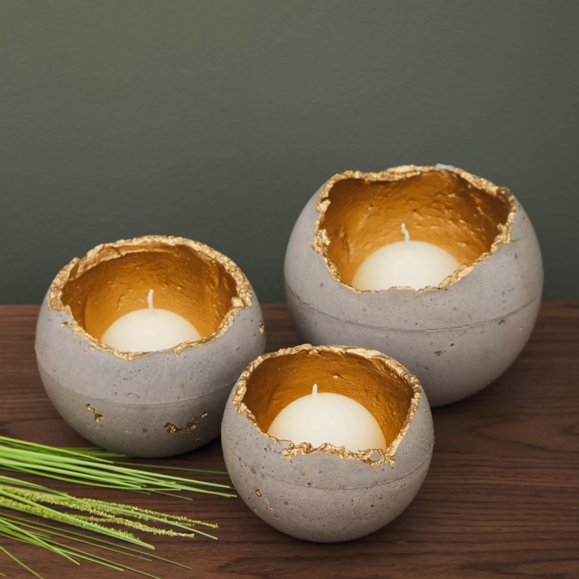 Candle Holders>Meadows and Byrne Wabi Sabi Concrete Sphere - Grey