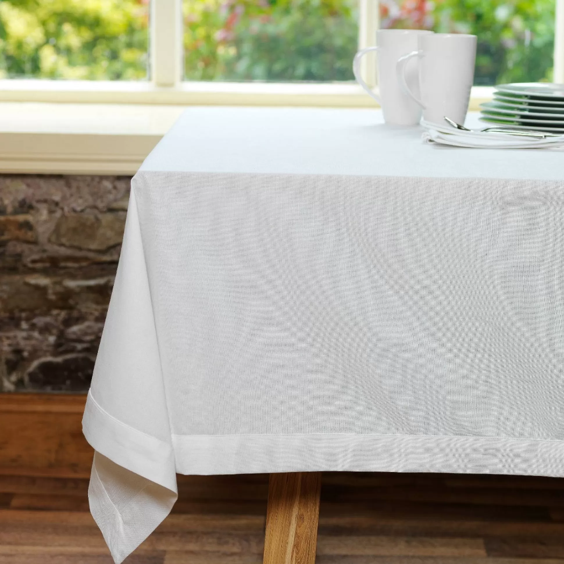 Table Linen>Meadows and Byrne White Table Cloth Collection