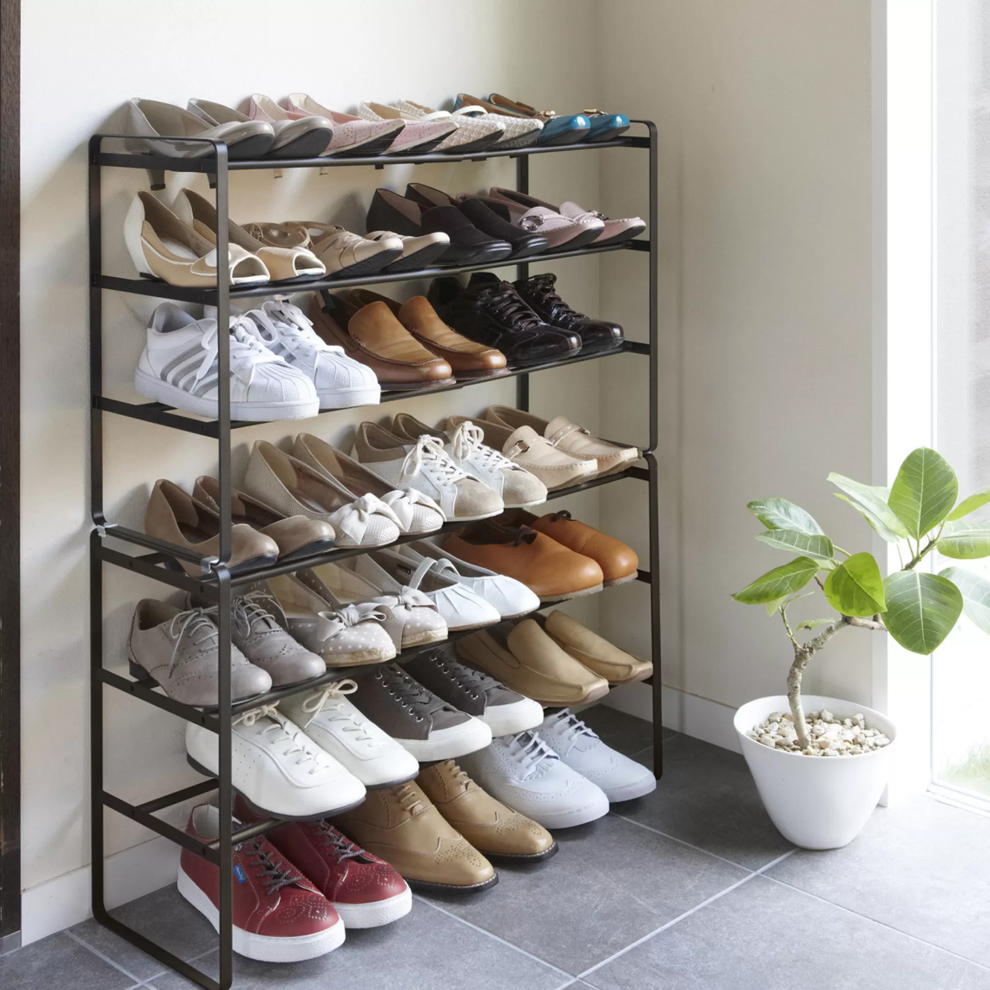 Shelving & Storage>Meadows and Byrne Yamazaki 3-Tiered Extendable Shoe Rack - Black