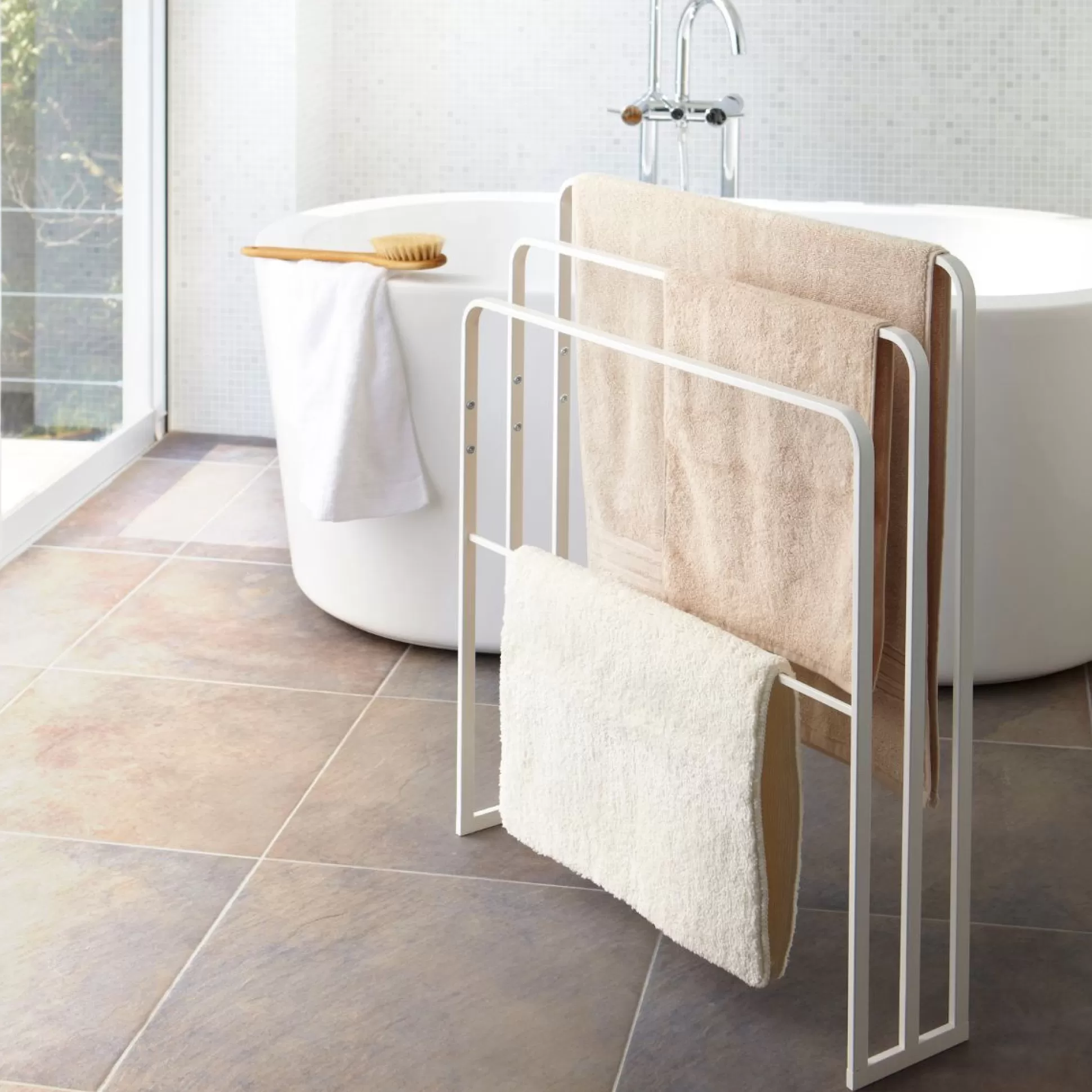 Bathroom Accessories>Meadows and Byrne Yamazaki Bath Towel Rack - White