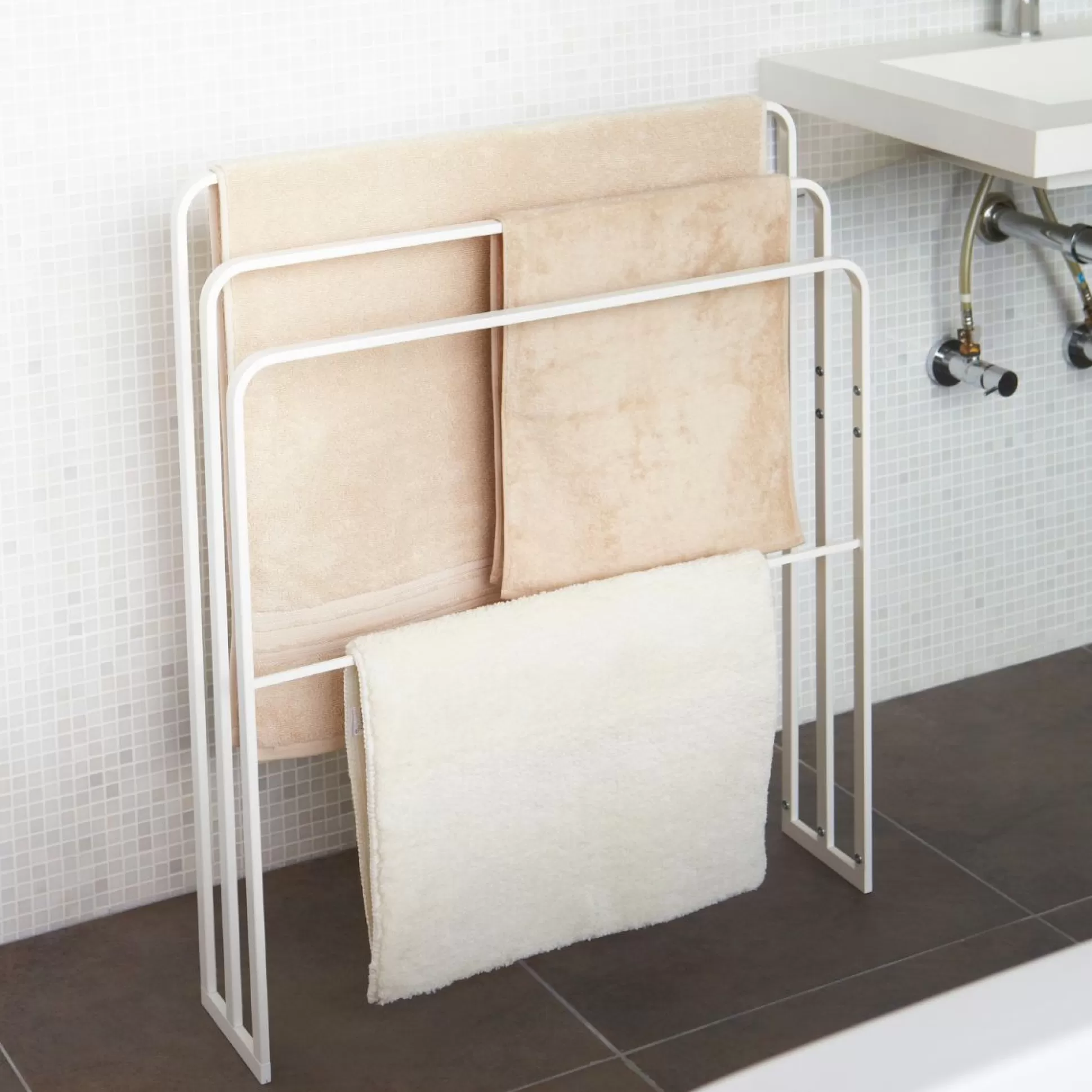 Bathroom Accessories>Meadows and Byrne Yamazaki Bath Towel Rack - White
