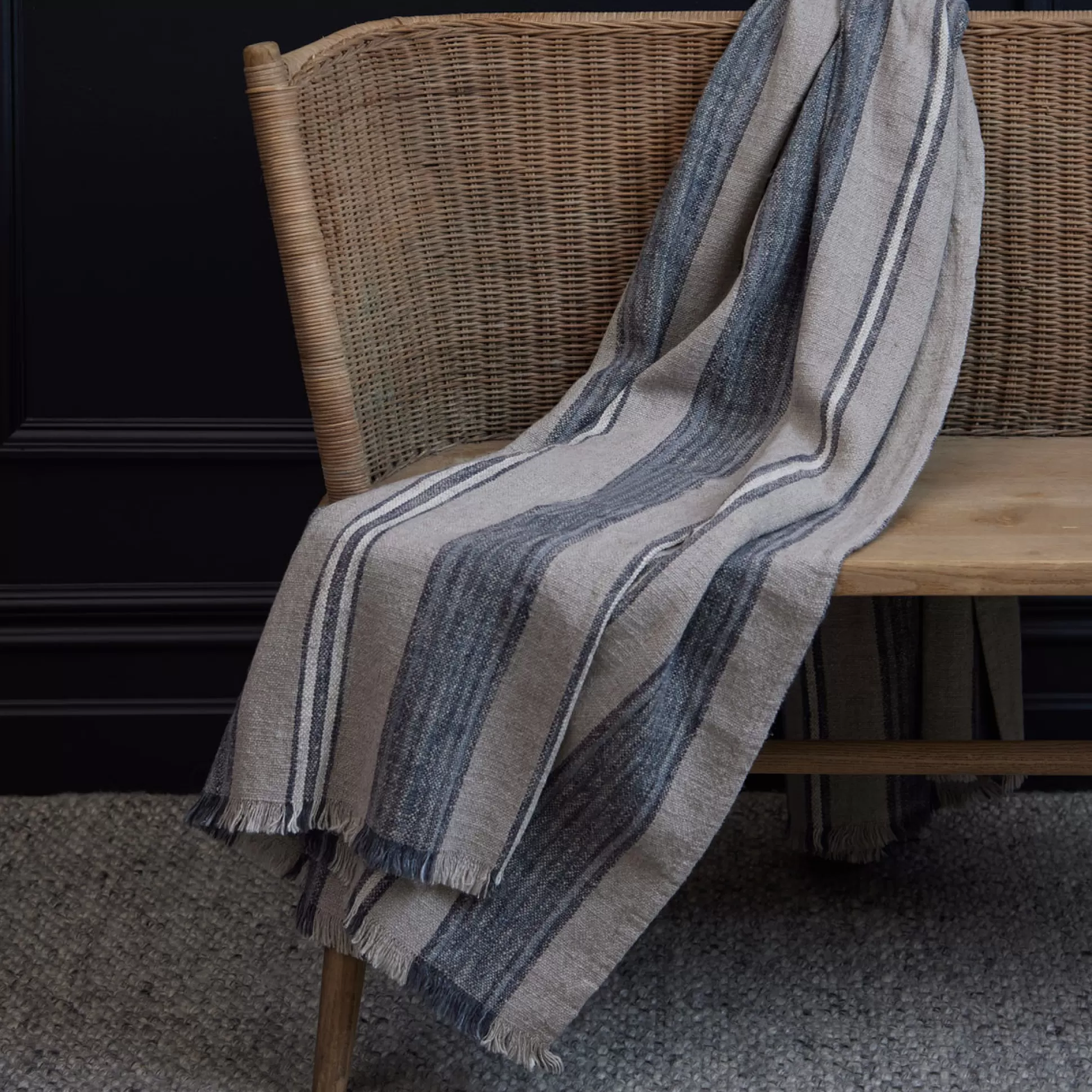 Blankets & Throws>Meadows and Byrne Yarn Blue Stripe Throw