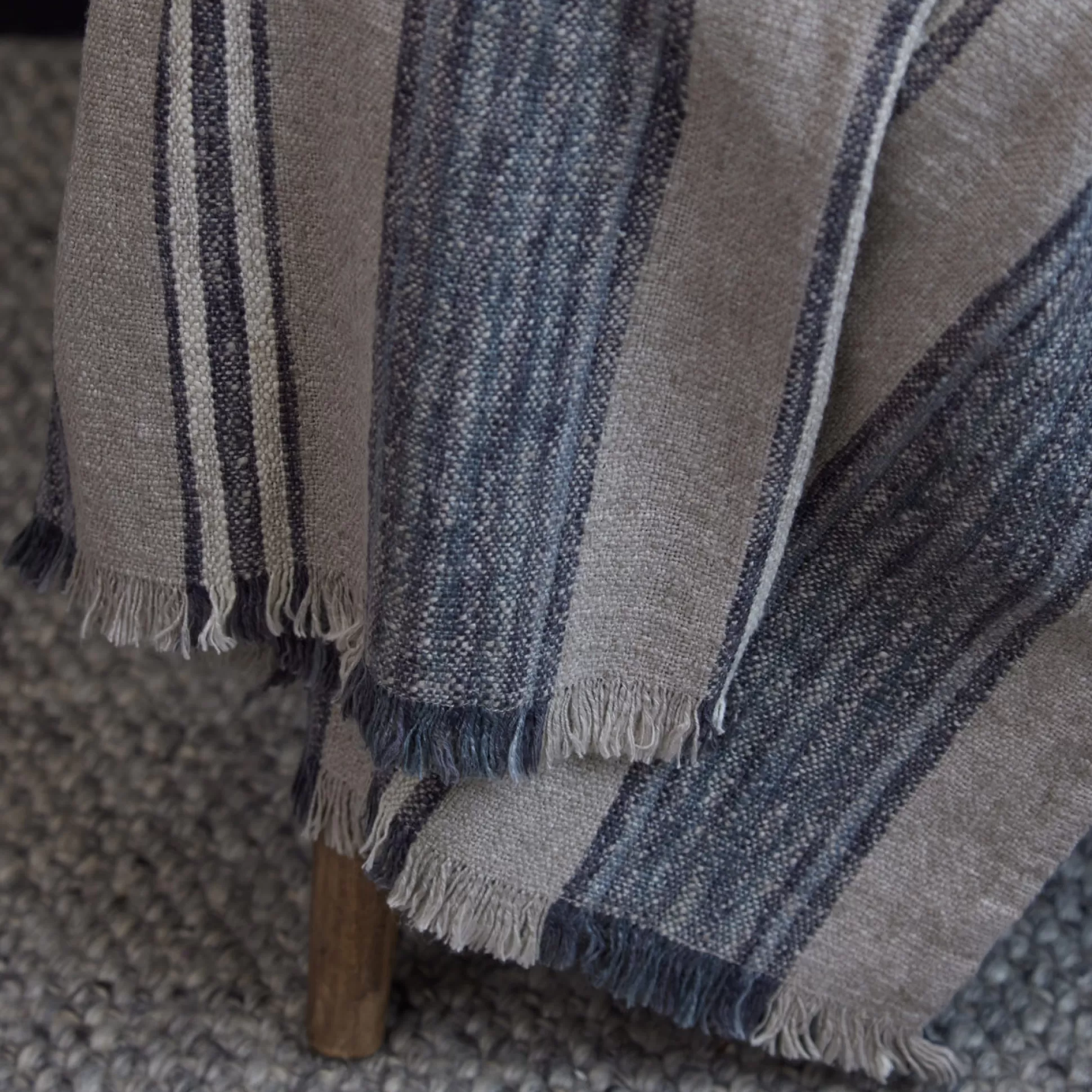 Blankets & Throws>Meadows and Byrne Yarn Blue Stripe Throw