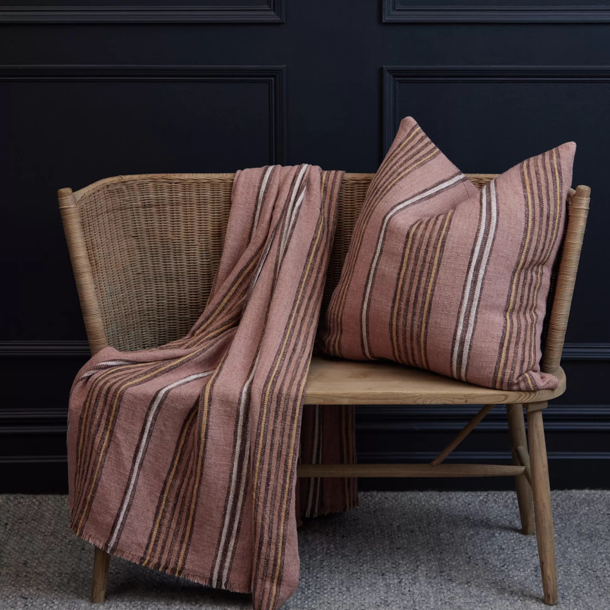 Blankets & Throws>Meadows and Byrne Yarn Blush Stripe Throw