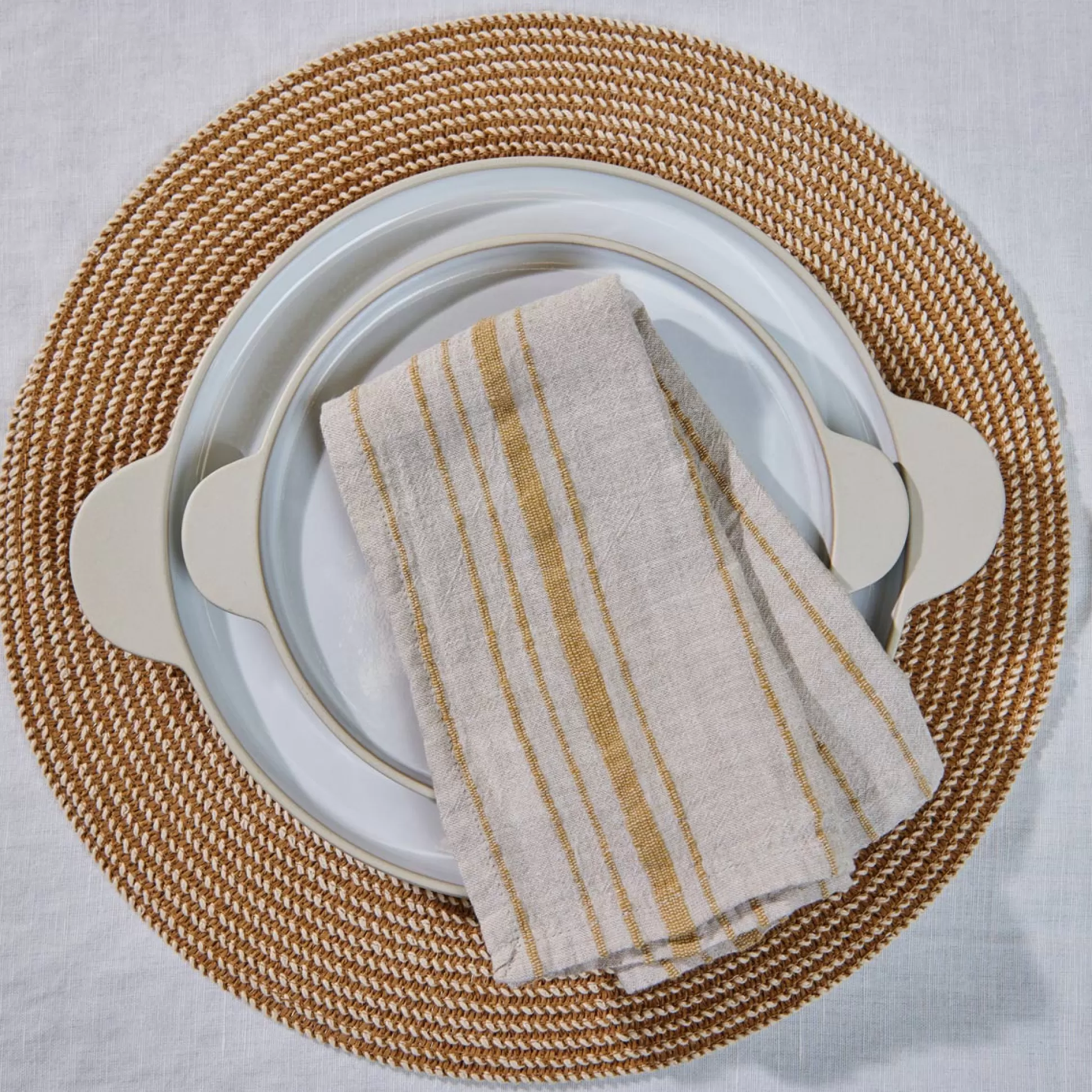 Table Linen>Meadows and Byrne Yellow Basque Striped Napkin - Set Of 6